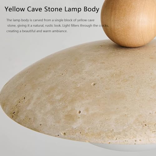 Lámpara de piedra Japandi con travertino de lujo y luz cálida de dormitorio 6