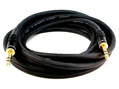 Image of Monoprice 1 /4-Inch TRS Male to Male Cable - 15 Feet - Black, 16AWG, Gold Plated - Premier Series