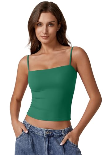 Image of QINSEN Women's Double Lined Basic Tank Top Adjustable Spaghetti Straps Sleeveless Camisole Shirts