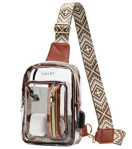 Image of TINYAT Clear Sling Bag Stadium Approved Transparent Bag Crossbody Casual Shoulder Chest Bag for Men Women,T9060
