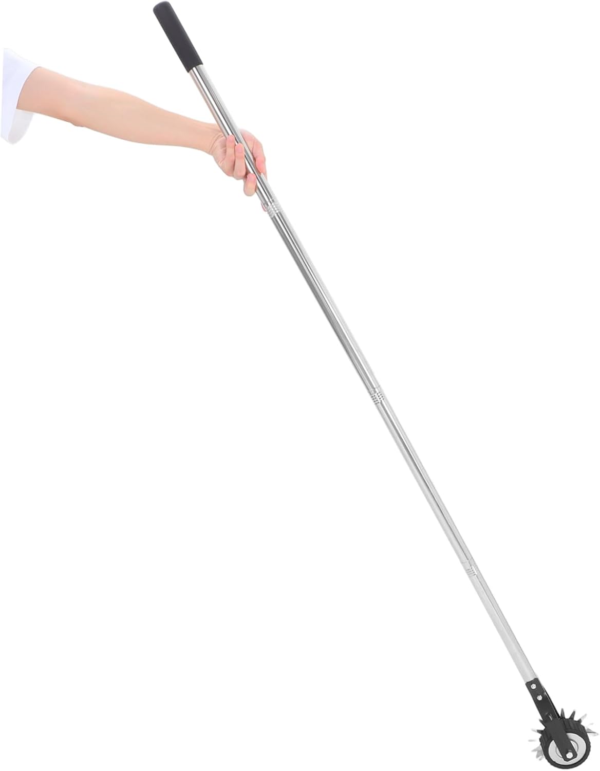SUPVOX Wheeled Manual Lawn Edger for Grass and Weeds Trimming Stainless Steel Handle Rotary Design for Sidewalks Driveways and Flower Beds