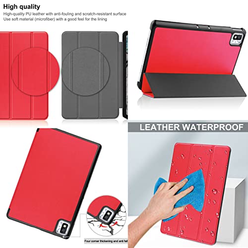 HYMY Hülle für TCL TAB 10S + 1 Pcs Schutzfolie Glass für TCL TAB 10S (10.1") hülle - Flip Case Cover Schutzhülle Schutzfolie TCL TAB 10S Glass-Red - Image 6
