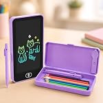 Toyshine 2 in 1 Digital LCD Writing Pad Children Doodle Board with Pencil Box for Kids 3-10 Years Old Boys/Girls Gifts Education Learning Toy, Purple