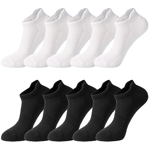 Chaussettes courtes en coton rembourrées lot de 5 paires mixtes noir et blanc