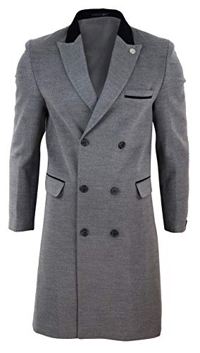 TruClothing Mens 3/4 Long Double Breasted Overcoat Jacket Wool Coat
