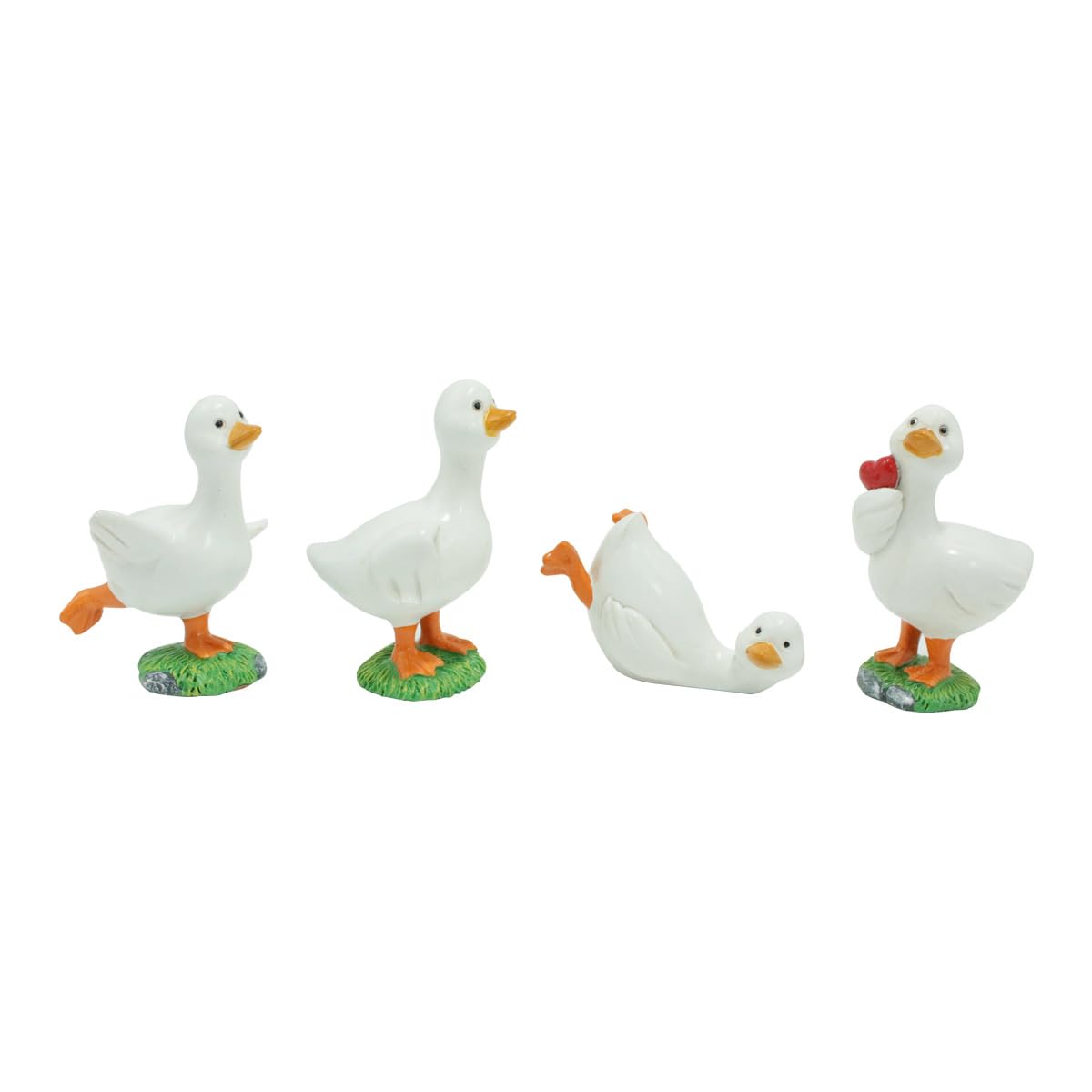 Set of 4 Resin Duck Ornaments,Family Figurines for Garden Pond Decor, Weatherproof Mini Duck Statues for Garden Planter Bonsai Home Decor
