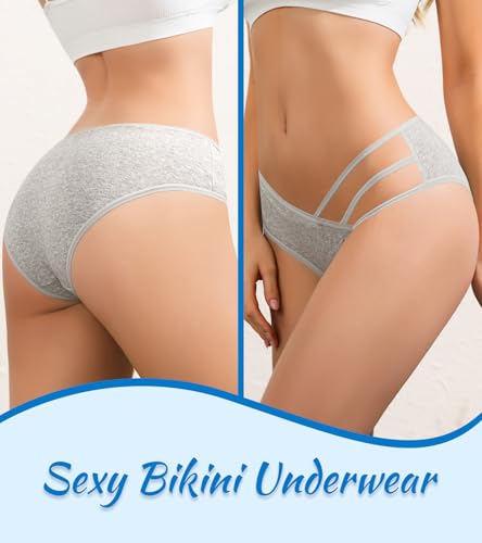 Image of Eiggam Women's Cotton Bikini Panties,High-Cut Full Coverage Stretch Cool Underwear for Women