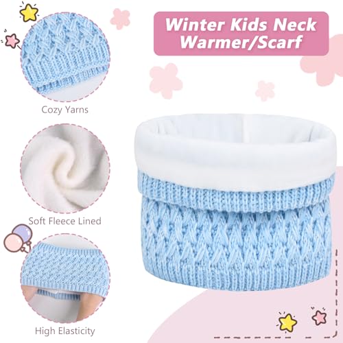 Image of Kids Winter Hat Gloves Scarf Set,Toddler Girls Winter Hat Kids Beanie with Pom Neck Warmer Gaiter Mittens Fleece Lined Set