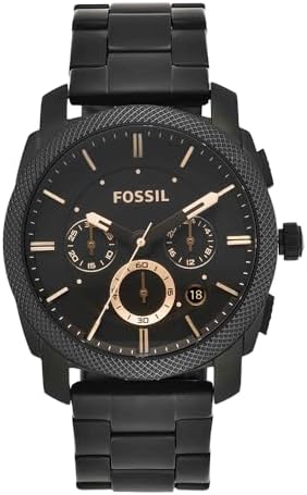 Fossil Machine Men's Black Dial Stainless Steel Band Chronograph Watch - Fs4682, Analog Display