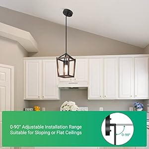 EDISHINE Pendant Lights for Kitchen Island, 1-Light Farmhouse Cage Hanging Light Fixtures, Rustic Wood with Brown Finish, Adjustable Height Pendant Light for Dining Room, Allway and Foyer EDISHINE Pendant Lights for Kitchen Island 1 Light Farmhouse Cage Hanging Light Fixtures Rustic Wood with Brown Finish Adjustable Height Pendant Light for Dining Room Allway and Foyer