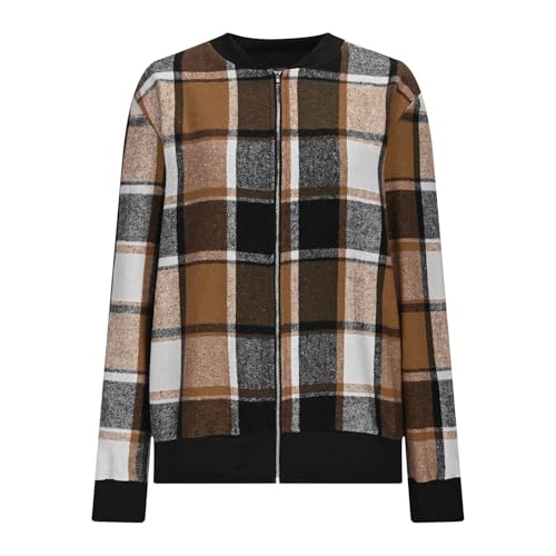 hcduwoeuk Plaid Jacket Women Zip Up Bomber Jacket Casual Fall Jackets 2026 - image 6