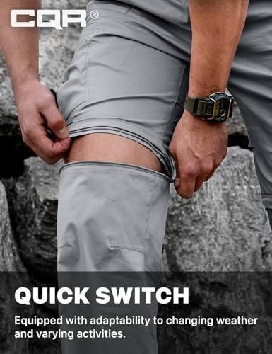Image of CQR Men's Convertible Cargo Tactical Pants, Water Resistant Outdoor Hiking Pants, Zip Off Lightweight Stretch Work Pants