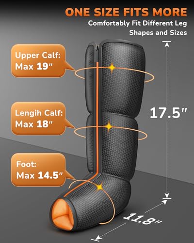 Image of JZBRAIN Leg Massager with Heat and Compression : Foot and Calf Massager for Circulation and Pain Relief, Sequential Compression Boots with 6 Modes, 9 Intensity, 3 Heat