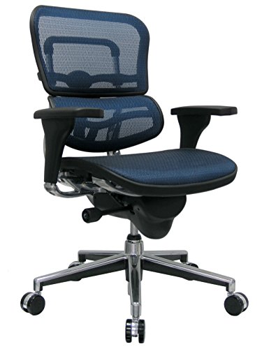 Eurotech Seating Ergohuman Mid Back Mesh Swivel Chair, Blue