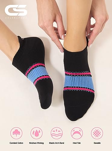 Image of CS CELERSPORT 6 Pairs Ankle Athletic Running Socks Low Cut Sports Tab Socks for Men and Women