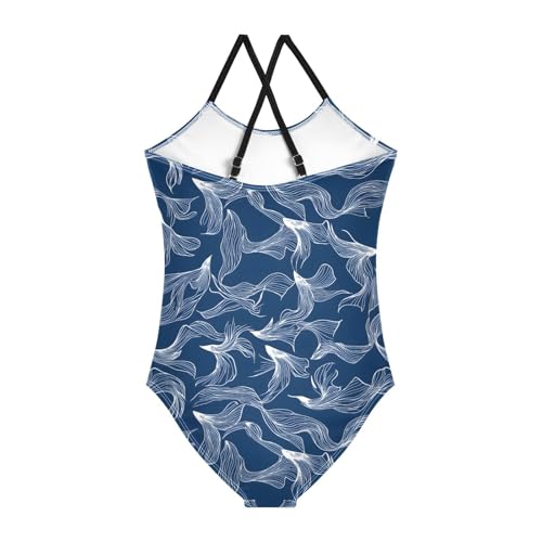 Fish Tail Pattern Girls One Piece Swimsuits Quick Dry Beach Swimwear Bathing Suit2