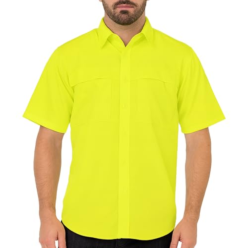 Men's Pescador Polyester Short Sleeve Fishing Shirt Wicking Fabric Sun Protection Casual Button Down Shirt