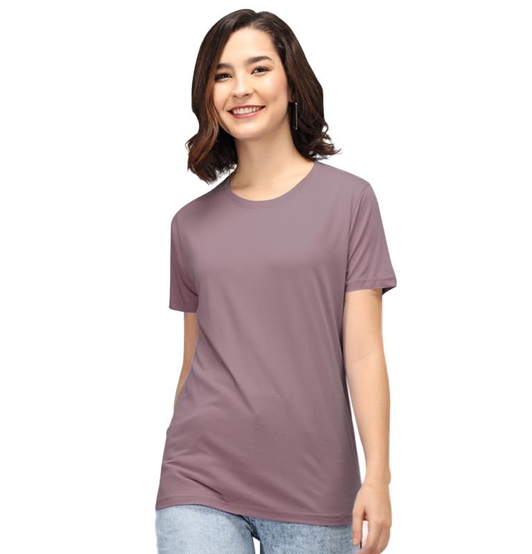 Image of Sleepynuts Women Boyfriend Plain Round Neck Half Sleeve T-Shirt
