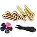 Alnicov 6 Pieces Brass Guitar Bridge Pins Endpin with Bridge Pin Puller Remover & 5 Guitar Picks for 6 Strings Acoustic Guitar