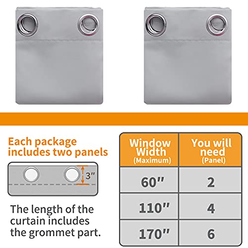 Image of YoungsTex 100% Blackout Curtains for Winter Living Room Window, Thermal Insulated Black Out Drapes with Grommet for Bedroom Noise Reduce Energy Saving, 2 Panels, Light Grey, 42 X 72 Inch