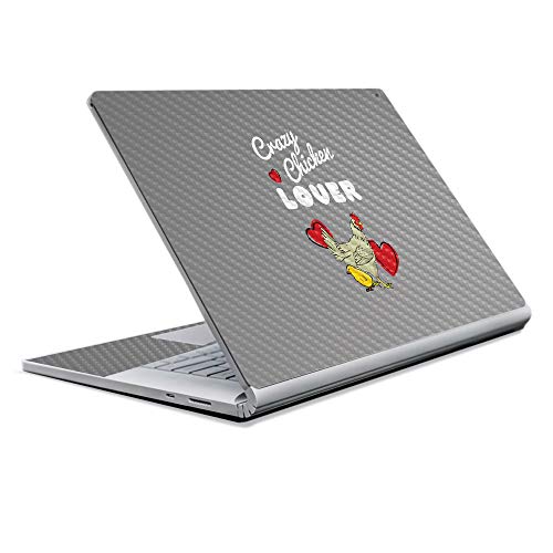 Image of MightySkins Carbon Fiber Skin for Microsoft Surface Book 2 13 inch (2017) - Crazy Chicken Lover,Protective, Durable Textured Carbon Fiber Finish,Easy to Apply, Remove,