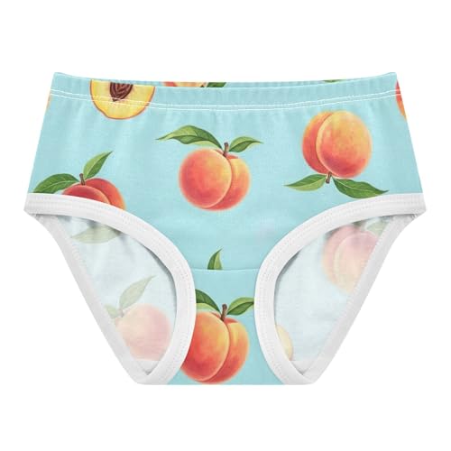 Florals Toddlers Underwear Floral 2t Cotton Panties for Girl Painted Peaches Green Leaves Blue Briefs Kids Undies