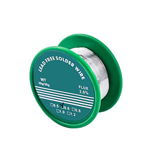luckaide 0.6mm Lötzinn, Lötdraht mit Flussmittel, Lötdraht Sn99.3Cu0.7, Bleifreies Lötzinn mit Flussmittel mit Kolophoniumkern für die Reparatur und Elektronischen Elektrischen Lötkomponenten 20g