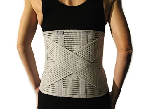 Corsetto Lombare Con Incrocio -Grigio, Xxl (109-120 Cm.)- Supporto Ortopedico Steccato, Fascia Cintura Addominale Con 6 Stecche, Tutore Schiena, Busto