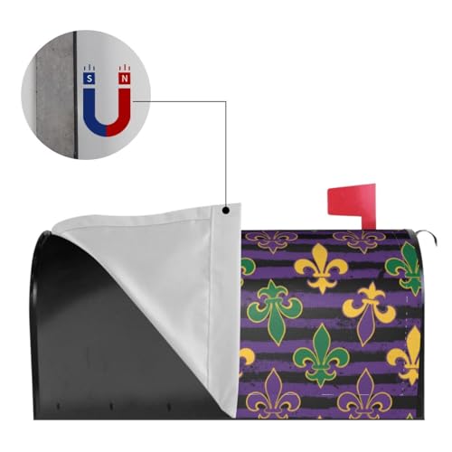 Image of Dujiea Mardi Gras Mailbox Wrap, Waterproof Magnetic Post Box Cover, Standard Size 21 inch(L) x 18 inch(W), Garden Yard Outside Farmhouse Home Decor