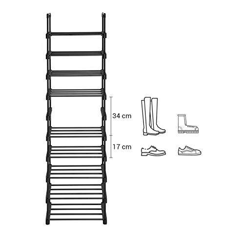 SONGMICS schoenenrek met 10 planken, groot metalen schoenenrek, doe-het-zelf, standplank, ruimtebesparend… - Image 8