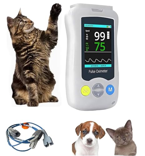 BDXZJ Oxímetro De Pulso Veterinario, Monitor De Frecuencia De Pulso De Mascotas, Oxímetro De Veterinario Sensor De Oreja/Lengua para Gatos, Perros Animales