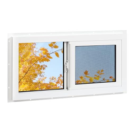 NOTASA Vinyl Basement Window, 32" x 16" Bathroom Sliding Window