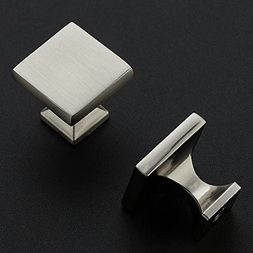 Image of Ravinte Cabinet Knobs Brushed Nickel Square Knobs, Drawer Knobs, 5 Pack | Single Hole, Solid Metal, Easy Install, Screws Included, Rust-Resistant, For Cabinets, Drawers, Dressers