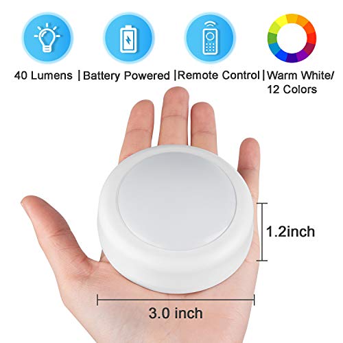 Bls Led Puck Lights With Remote Control, Wireless Under Cabinet Lighting, Battery Powered Lights, Stick On Lights, Color Changing Lights With Dimmer And Timer, Aa Battery Operated Closet Light, 6 Pack #TOP2