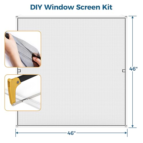 Augblinds 2 Sets Window Screen Frame Kit, 5/16 in x 3/5 in x 46 Inch, Makes Two Complete Screen 46" x 46" or Smaller, Includes Premium Screen Mesh, 8 Heavy Duty Corners & Durable Spline, White by augblinds - Image 3