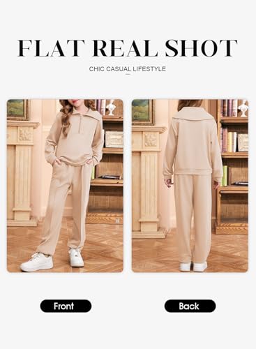 Image of blibean Girls Fall Sweatsuits Half-Zip Collared Sweatshirt & Jogger Pants Set School Tracksuit Size 6-15 Years