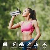 MURBONE Butelka termiczna ze stali nierdzewnej 500 ml, 2 pokrywki, bez wycieków, bez BPA, podwójna ścianka próżniowa, sportowa butelka do wędrówek, jazdy na rowerze