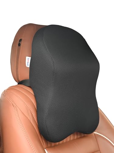 Image of Simbah Car Neck Rest Pillow | Ergonomic Memory Foam Neck Pillow for Car with Breathable Mesh Fabric & Zipper Removable Cover | Comfortable Neck Rest for Long Drives