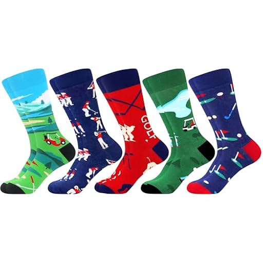 WeciBor Calcetines Divertidos Coloridos Estampados Hombre, 5 Pares Multicolor Golf, Talla 43-46 | Ya disponible en tu tienda friki favorita! En mundofriki.es!