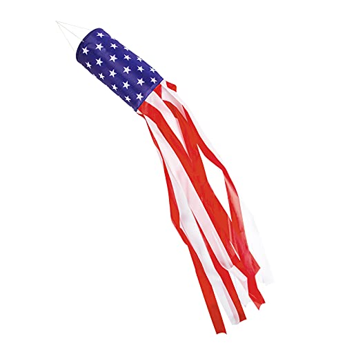 Acerich American Flag - 60 Inch American US Flag Windsock Outdoor Hanging Decor - Premium Materials with Embroidered Stars & Stripes - Fade Resistant Windsock Patriotic Decorations