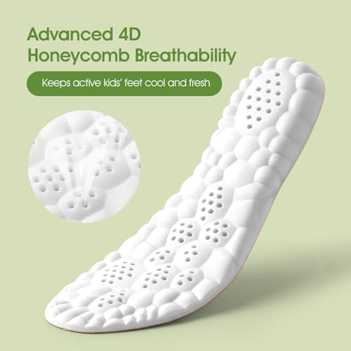 Image of 4D Cloud-Soft Comfort Insoles for Kids and Youth - Memory Foam Insoles with Shock Absorption - Trim-to-Fit Arch Support Insoles for Healthy Development of Growing Feet (US Youth 6.5Y-7Y /255mm)