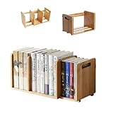 Poxvalzor ブックエンド 伸縮 本立て ブックスタンド 本棚 卓上 竹製 スライド 倒れない 組み立て式 ハンドル付き 大容量 卓上本棚 教科書/書類/ファイル/絵本/コミック/小物入れ/文房具収納用 整理整頓 デスク上置き棚 机上ラック ナチュラル (64-34*19*20.5cm)