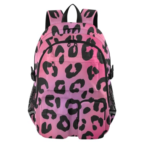 Mochila de viaje grande neón rosa negra para escuela universidad y equipaje de mano