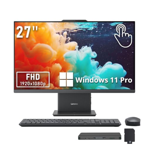 Image of Lenovo Ideacentre 27 inch FHD Touch All-in-One Desktop, AMD Ryzen 5 8645HS, 8GB DDR5, 1.5TB Storage (512GB SSD+1TB Docking Station), AMD Radeon 760M, 5MP Camera, Wi-Fi 6, Keyboard & Mouse, Win11 Pro, Gray