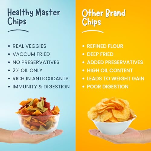 Image of Healthy Master Mix Vegetable Chips Combo 600g (100g Each) Pack of 6 | Light & Crispy | High Protein Chips | Gluten-Free | No Maida, No Palm Oil | Low-Calorie | Healthy Snacks for Adults & Kids