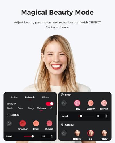 mit Noise-Canceling-Mikrofonen und Beauty Mode aktiviert für natürliche Hauttöne bei 30 FPS (108 Zeichen).