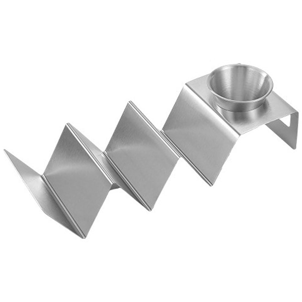 Ppmter Taco Holder with Sauce Cup, Stainless Steel Taco Stand, Stylish Taco Shell Holder, Metal Taco Stands for 3 Tacos, Taco Rack Taco Serving Tray