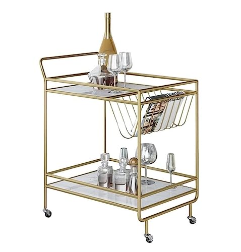 Carrito Baño Carro Rodante De Hierro De 2 Niveles Con Ruedas, Carro De Almacenamiento De Cocina Móvil, Mesa De Vino, Comedor, Coche, Carro De Almacenamiento De Vidrio Carrito Verdulero para Cocina