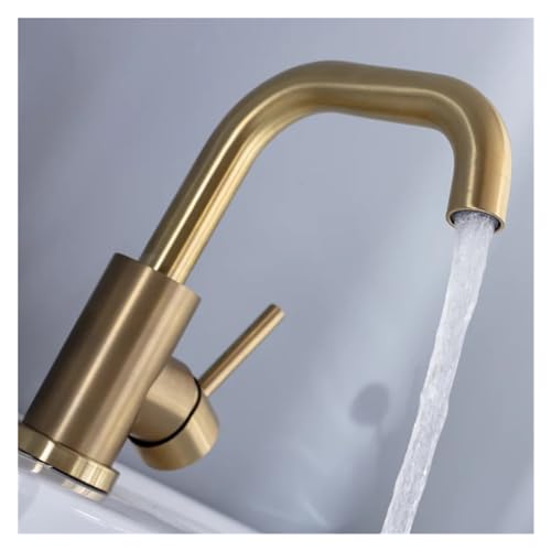 Grifo de lavabo cepillado monomando para fregadero de baño con agua fría y caliente 4