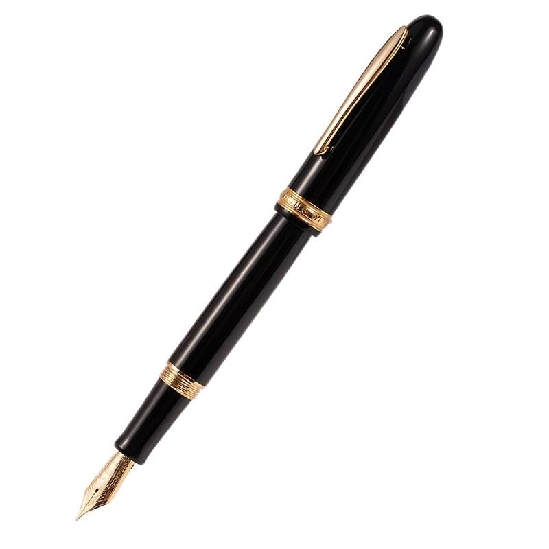 Pluma estilográfica de metal vintage de alta calidad, caligrafía de negocios, tinta de escritura suave, bolígrafo de regalo (negro, EF)